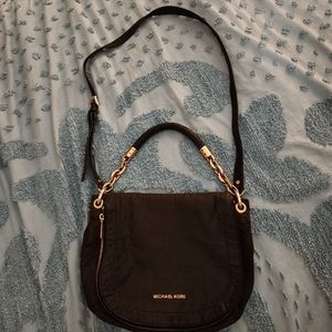 Michael Kors Stanthorpe Black Leather Satchel Crossbody Shoulder Bag